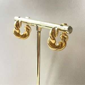 Brand new 18k gold plated rope twisted hoops, gold color.